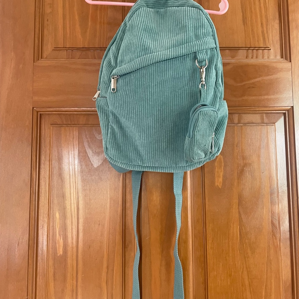 Corduroy Teal mini backpack